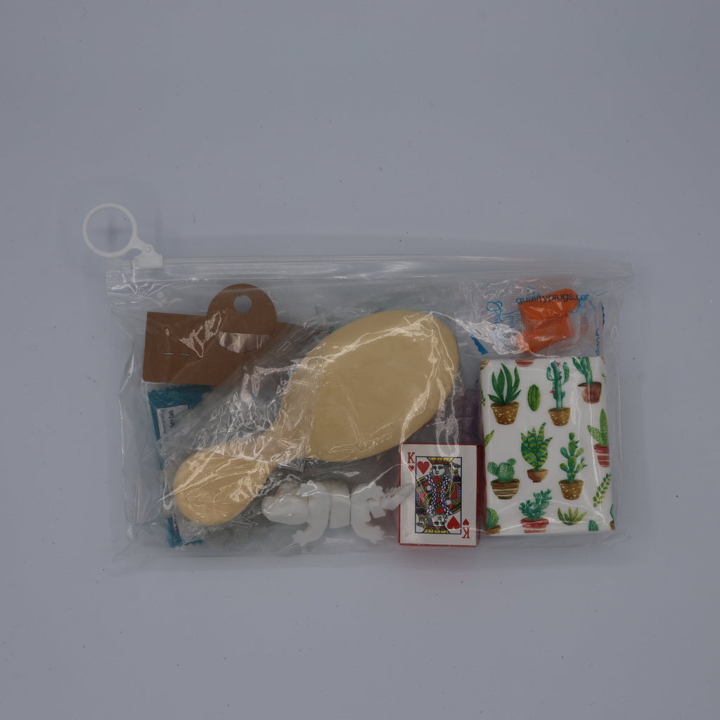 Packaged hairbrush and comb set with a small bag